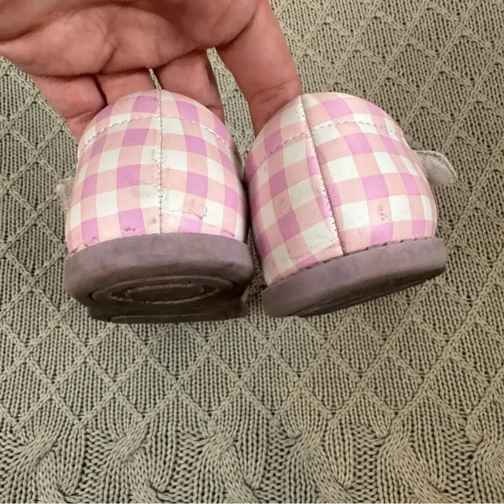 Livie & Luca Matilda Jane Pink Checkered Kids Shoes with Flower Design ~ 10